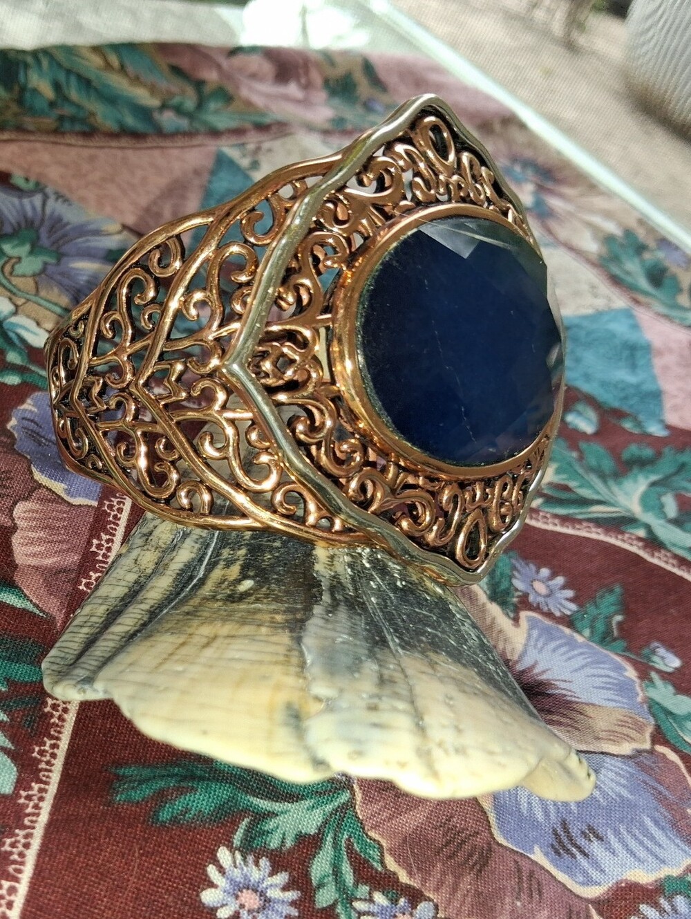 STUDIO BARSE LAPIS SET IN BRONZE & STERLING SILVER MARKED 925 CUFF